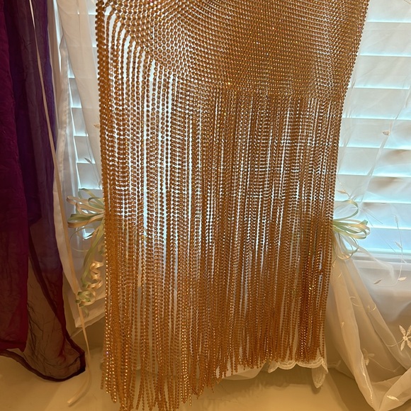 ZARA PINK GOLD RHINESTONE MESH DRESS - Picture 15 of 16